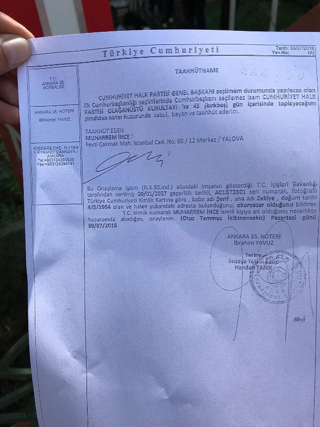 muharrem ince taahhüt